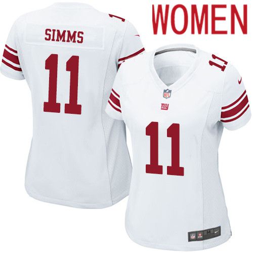 Women New York Giants #11 Phil Simms Nike White Game NFL Jersey